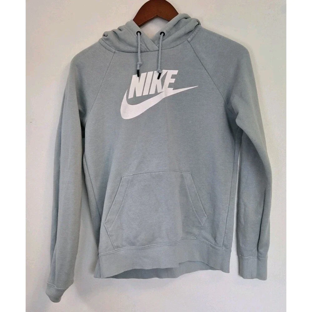 Nike Hoodie Womens XS Gray Essential Fleece Swoosh Kangaroo Pocket Activewear